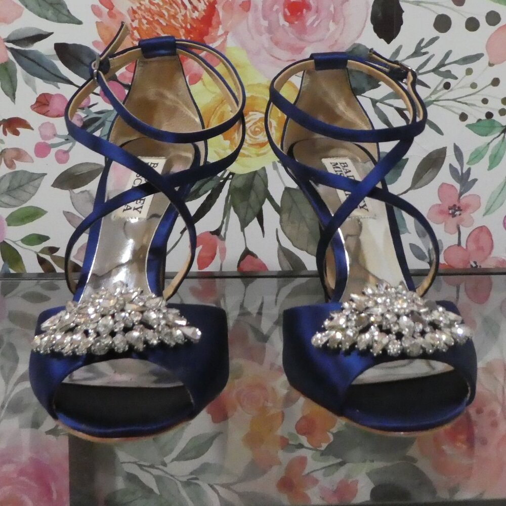 New Badgley Mischka - Tatum - Embellished Strappy Sandal - Royal Blue